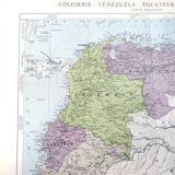 Vintage map Colombia Venezuela Ecuador Guyanas 43x43cm from 1950