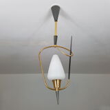 Black and gold chrome pin hanging lamp, 1950
