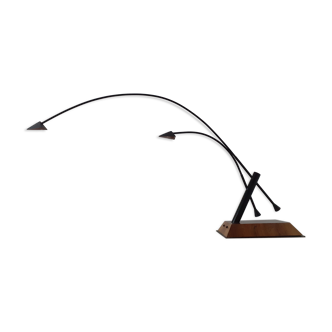 Wood and wrought iron lamp made by an art craftsman