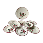 Ensemble de 8 assiettes à dessert et un plat à gâteaux digoin sarreguemines modèle epernay années 30