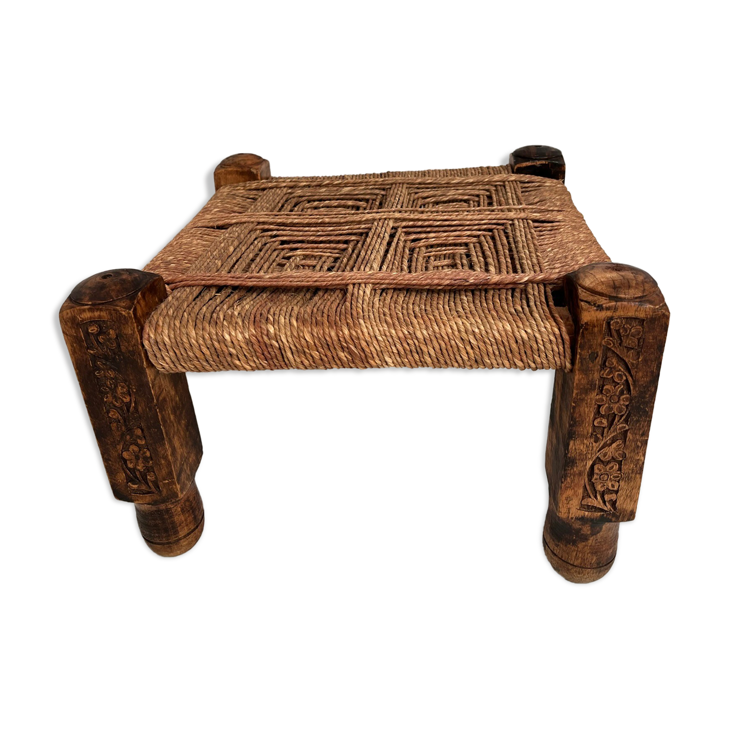 Woven wood stool 70s