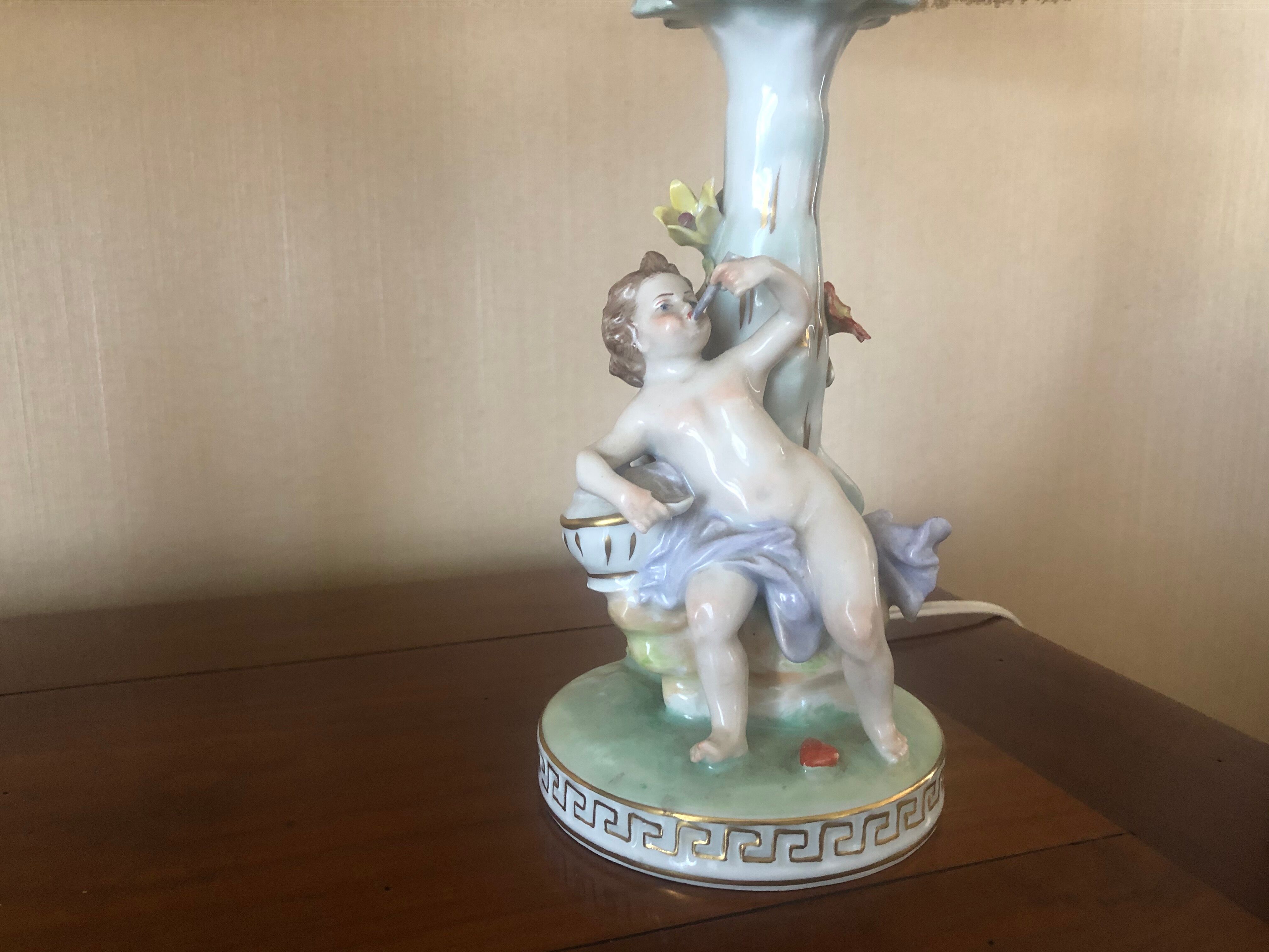 Pair of Dresden porcelain bedside lamp