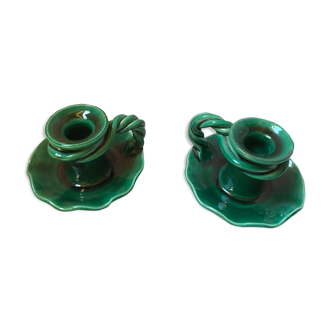 Two small ceramic candlesticks Vallauris