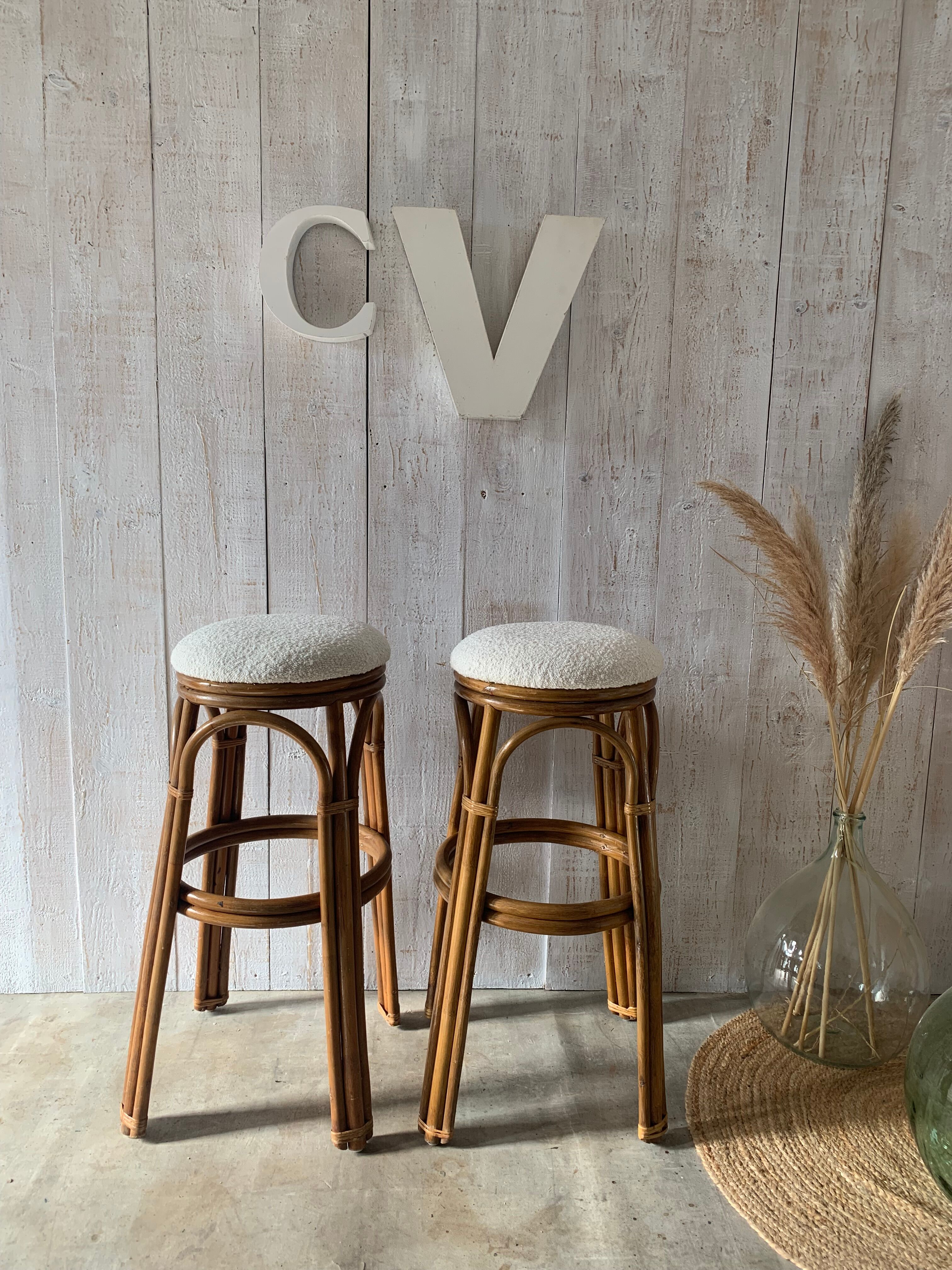 Pair of rattan stools