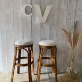 Pair of rattan stools