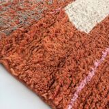 Moroccan Berber carpet Boujaad orange and ecru with colorful details 215x176cm