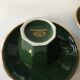 2 cups bistro in green and gold porcelain