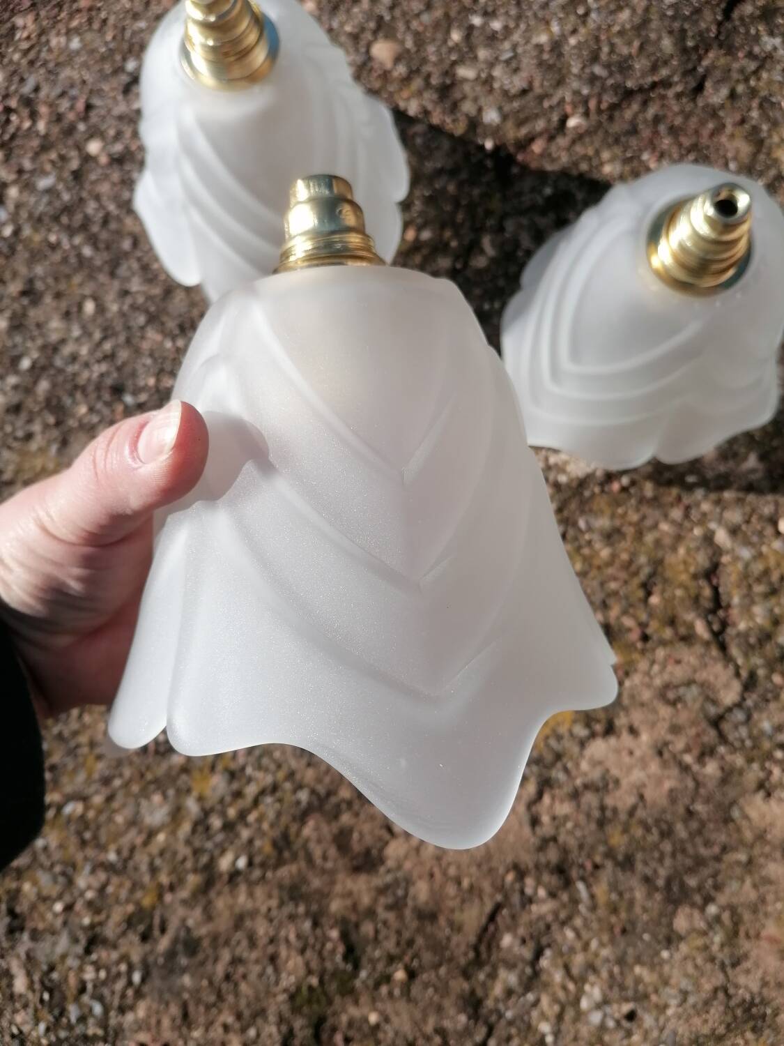 Set of 3 Art Deco tulip hanging lamps