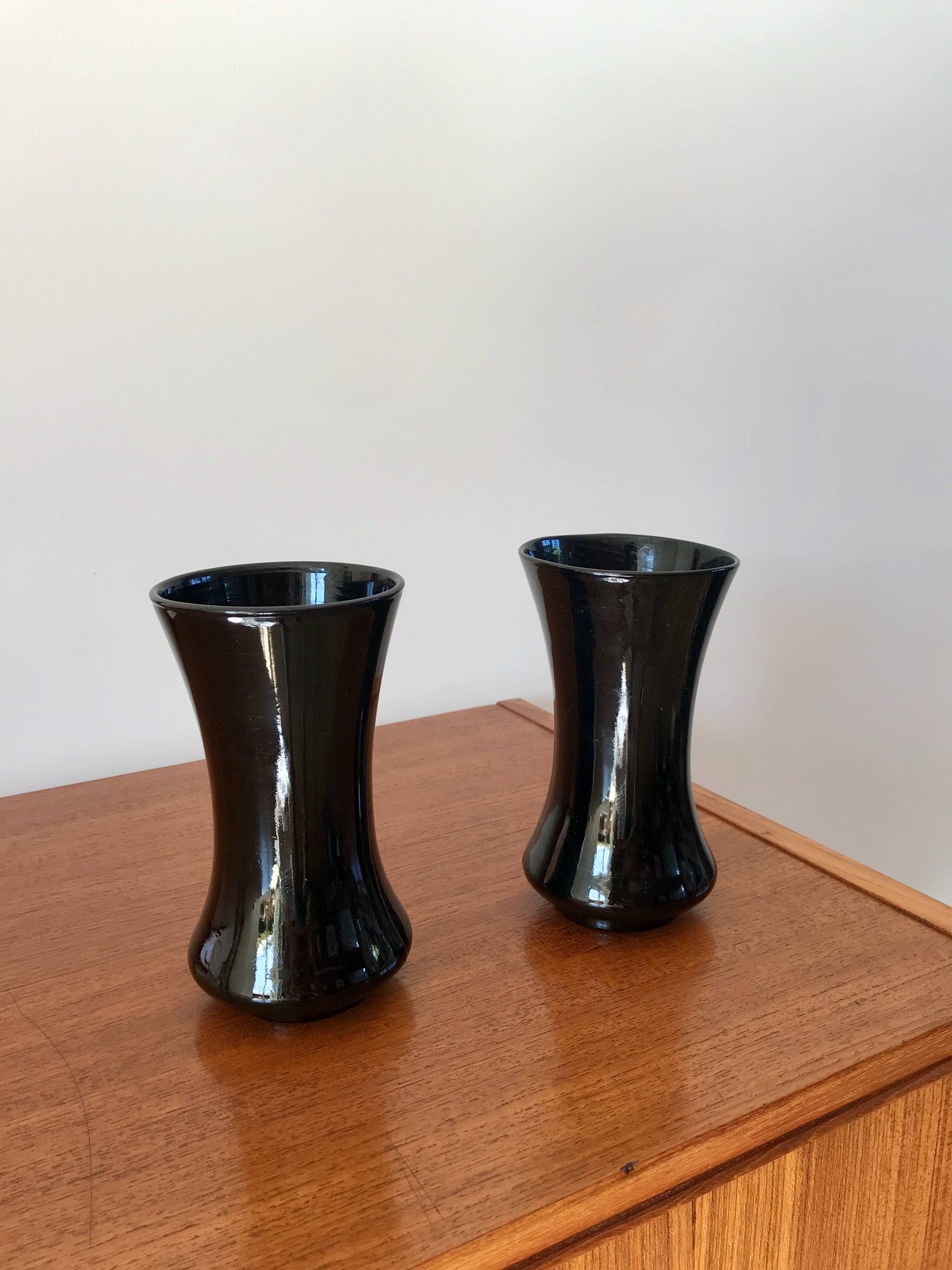 Pair of black opaline vases early 20th century