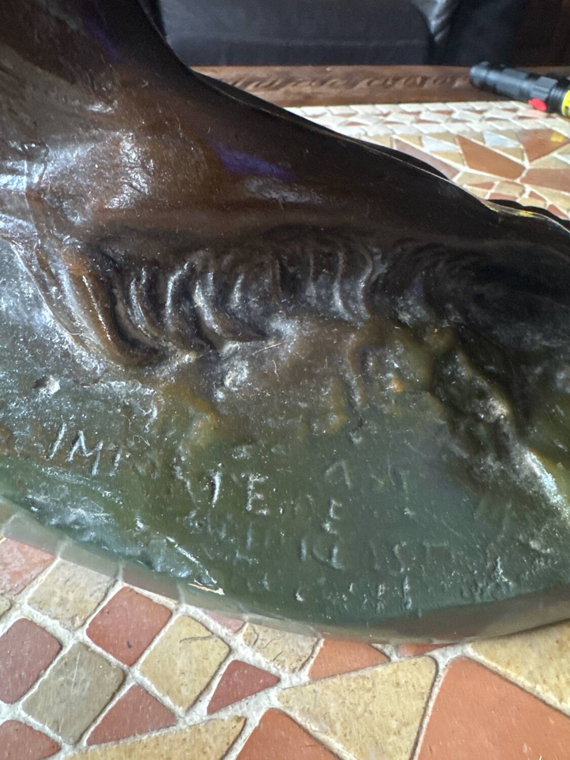 Large ancient sculpture – Reclining Greyhound after P.J. Mêne – edition