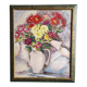 Vintage French oil painting of flowers, signed Renée