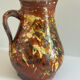 Studio ceramic pitcher with sprayed glazes – circa 1960-70