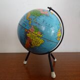 World globe sheet metal map taride cards vintage 50 60 - ø 12.5 cm