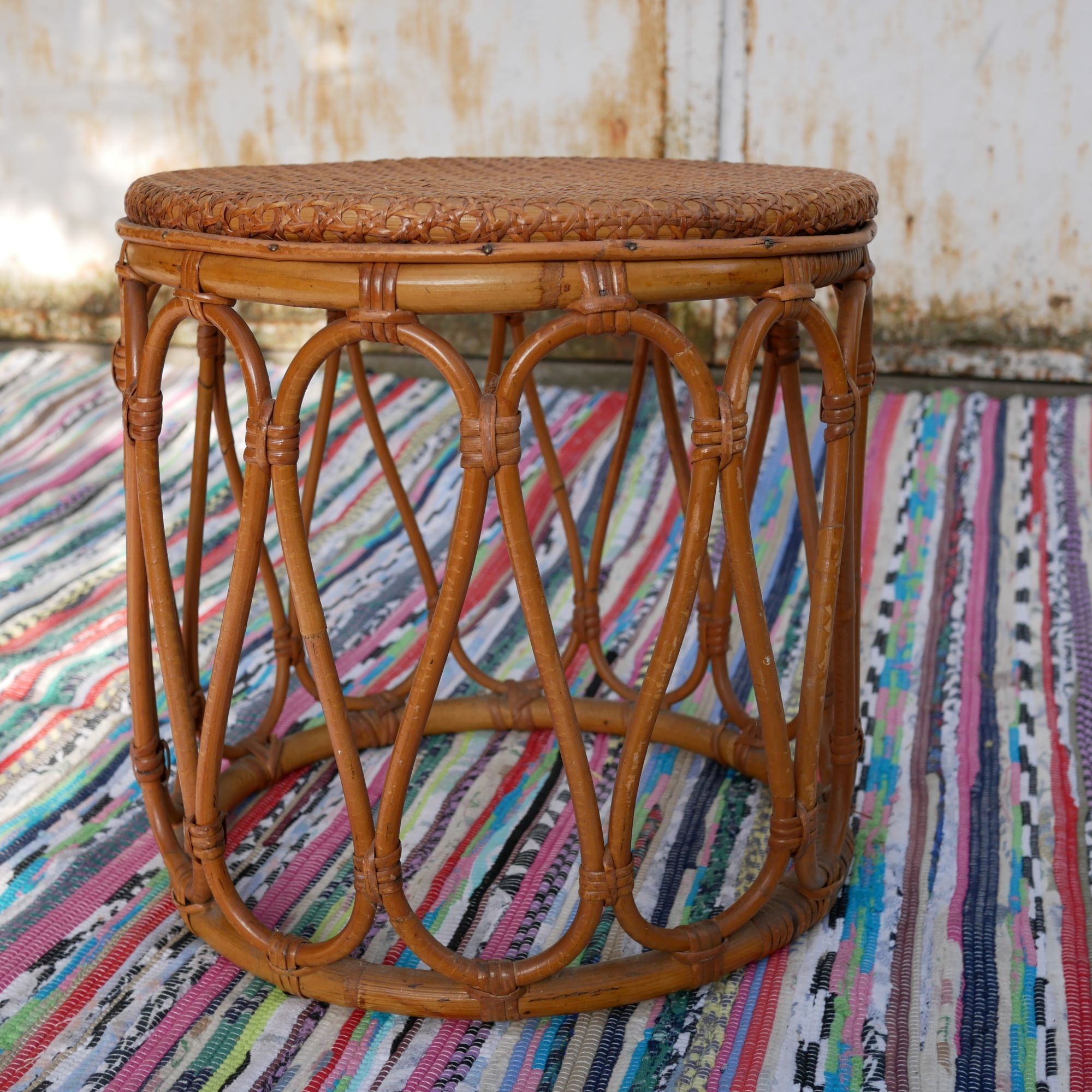 Stool vintage rattan