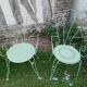 Salon de jardin 1 table 4 fauteuils fer forgé ancien vert Provence