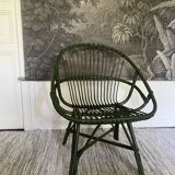 Green rattan armchair