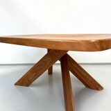 French early edition Aban T35C table in elm attributed to Pierre Chapo, 1970s