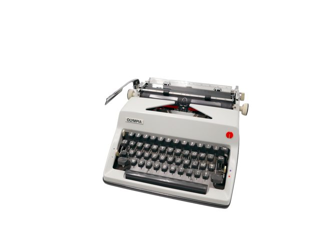 Machine à écrire Olympia SM9 blanche révisée ruban neuf 1976