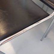Set of 6 vintage Italian stackable chairs in chrome metal and skai.