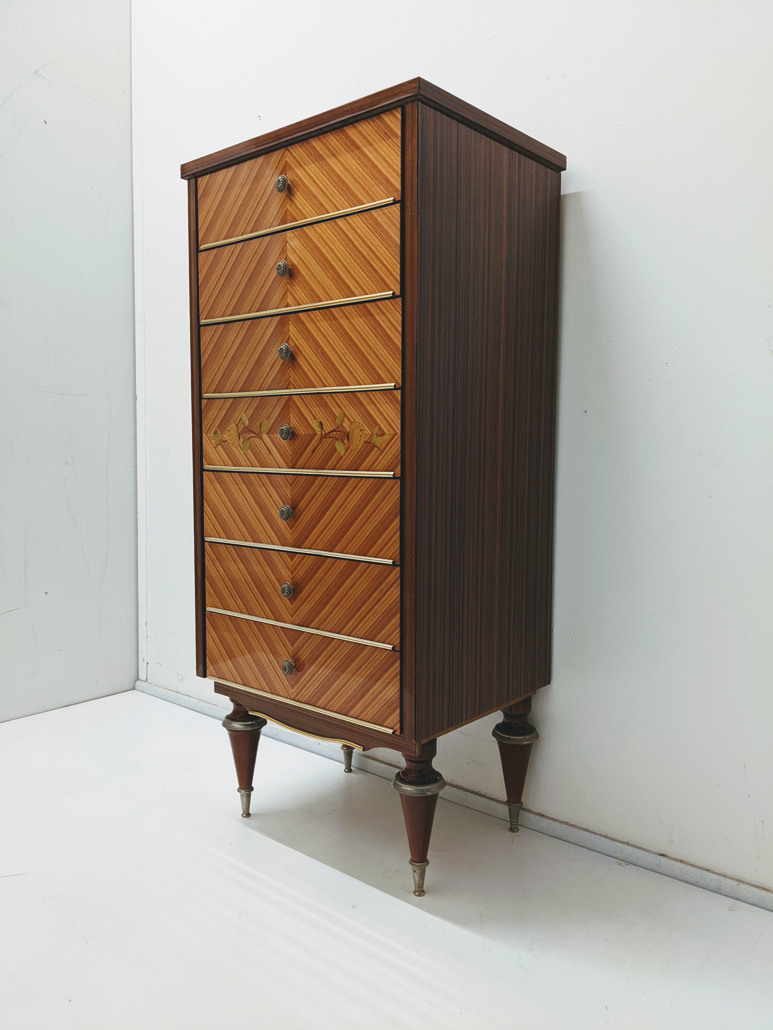 Semainier vintage en bois laqué commode chiffonnier meuble rangement