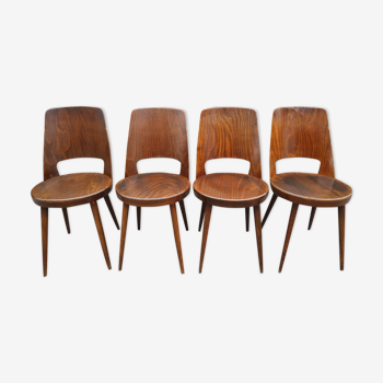 Série de 4 chaises Baumann modèle "Mondor" années 60