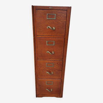 Oak filing cabinet with 4 drawers, year 40-50