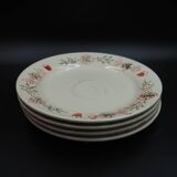 4 assiettes plates motif coeur et couronne rouge