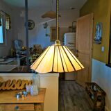 Fan hanging lamp in art deco glass paste year 40/50