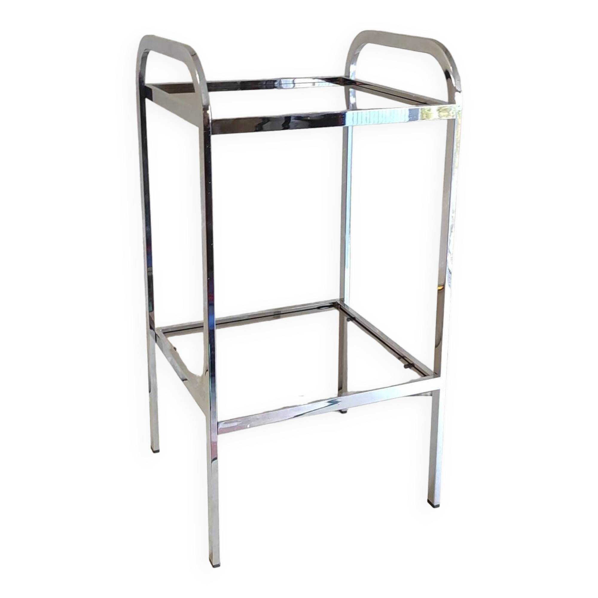 Side table in chrome metal and smoked glass - 70s/80s