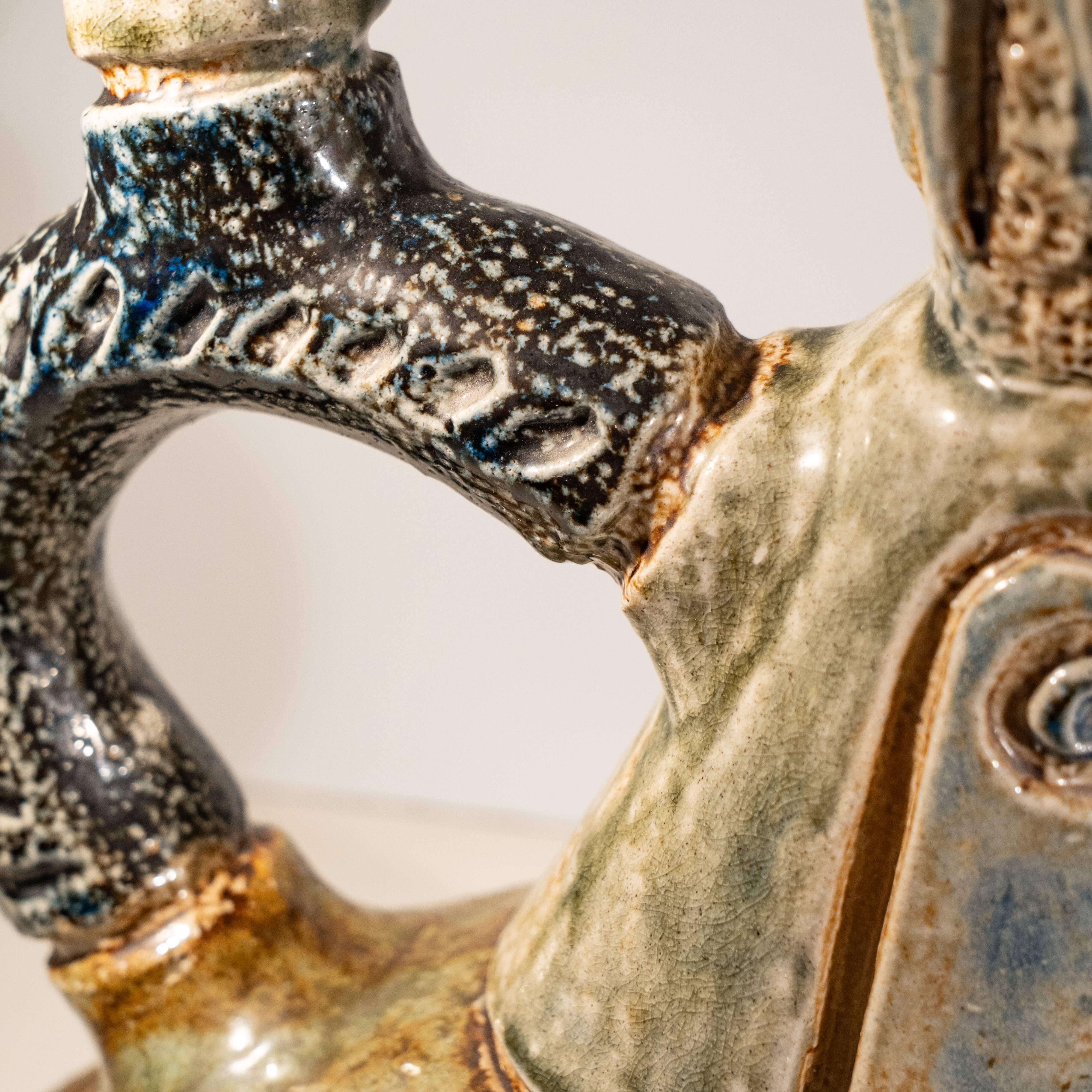 vase / zoomorphic sculpture "INCAS bird N°3225" ceramic stoneware 1950s