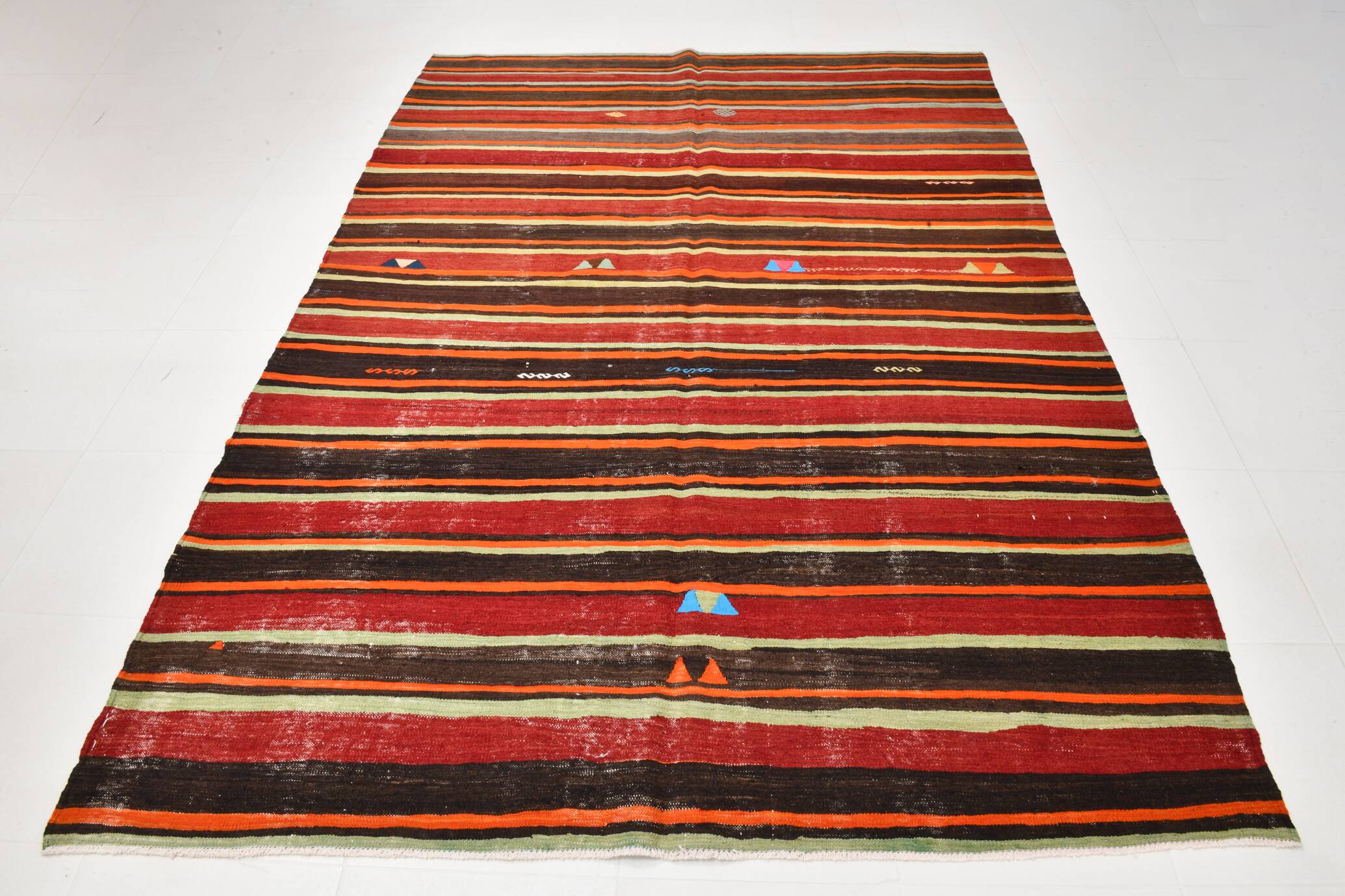 6x9 Red Brown Mid Century Modern Vintage Rug, 191x274Cm