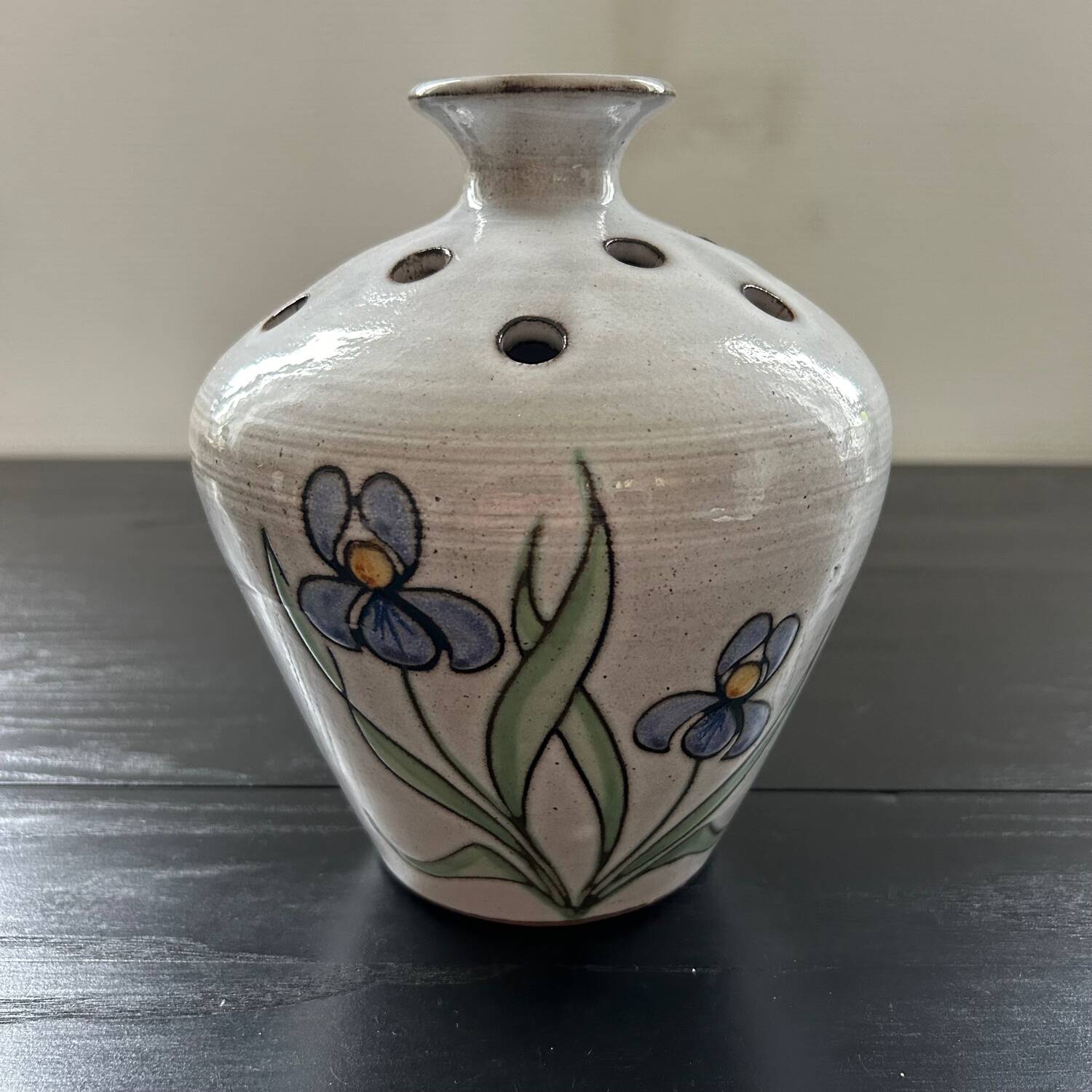 Vase with flowers and iris decor