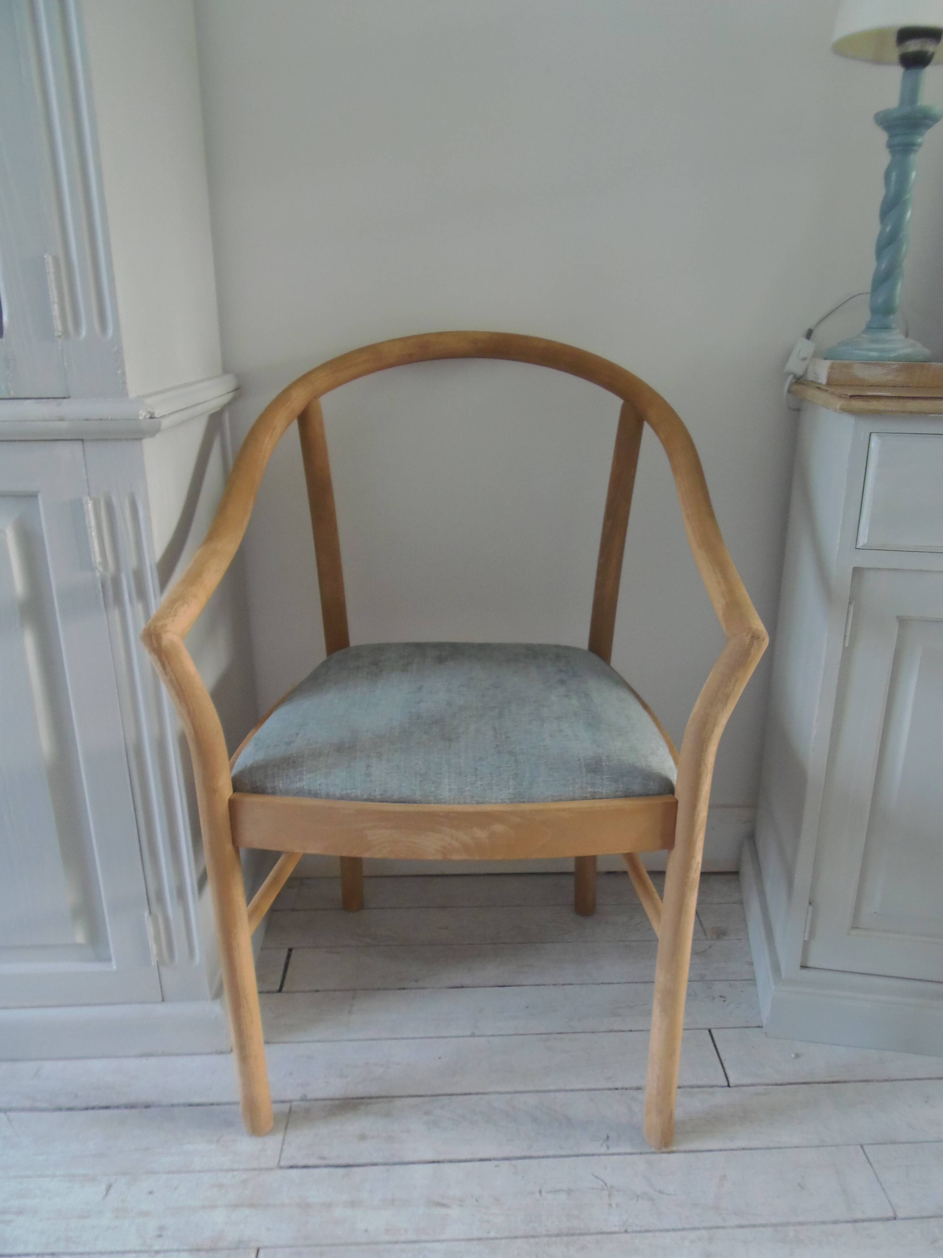 Scandinavian style armchair, beech frame, renovated seat