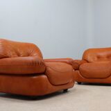 Sapporo cognac leather armchairs by girgi 1970s