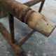 Wooden stool seated wood & woven straw