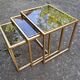Vintage 1980s gold metal and smoked glass nesting tables