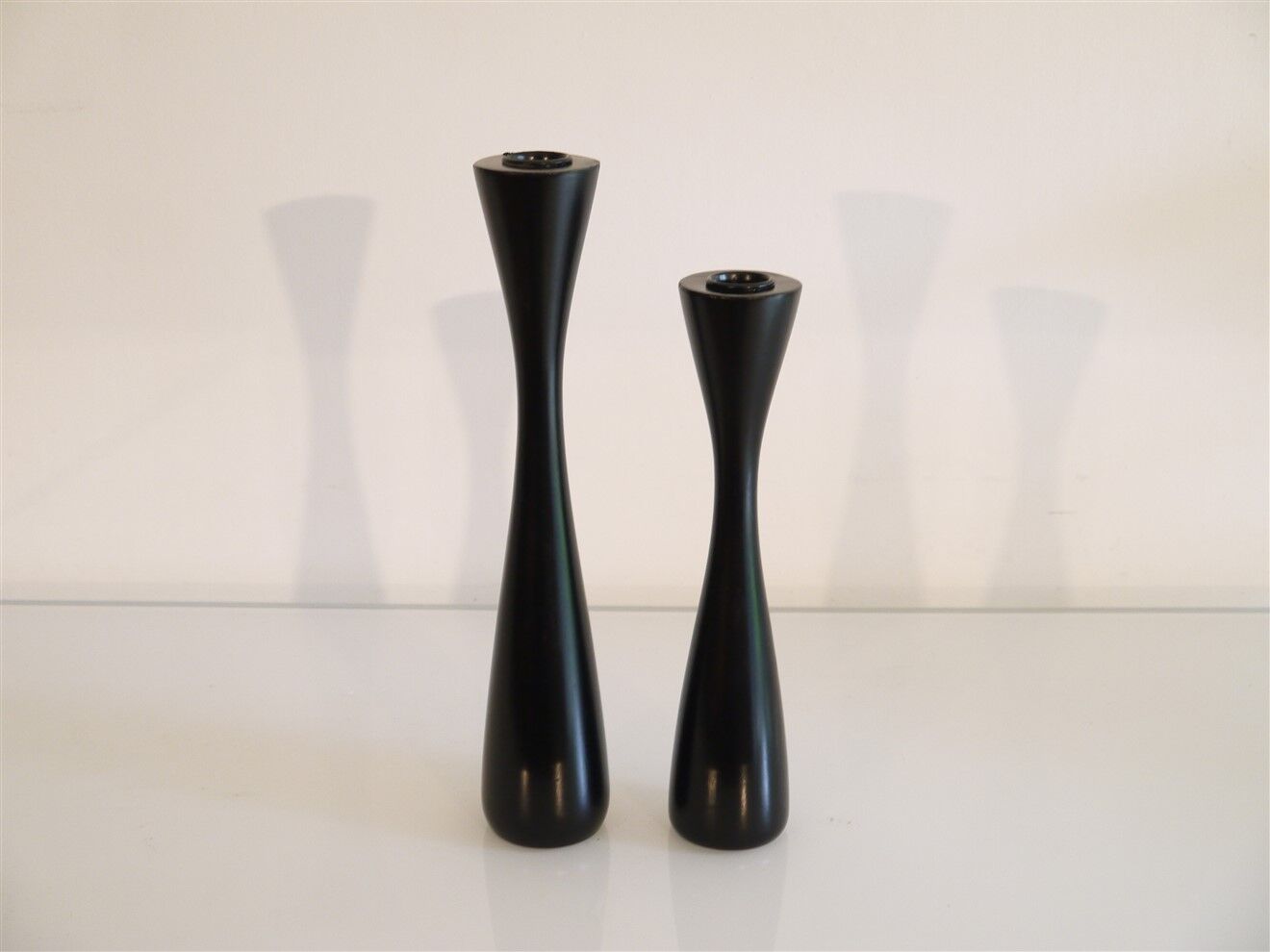 Pair of Scandinavian wooden candle holders 1970