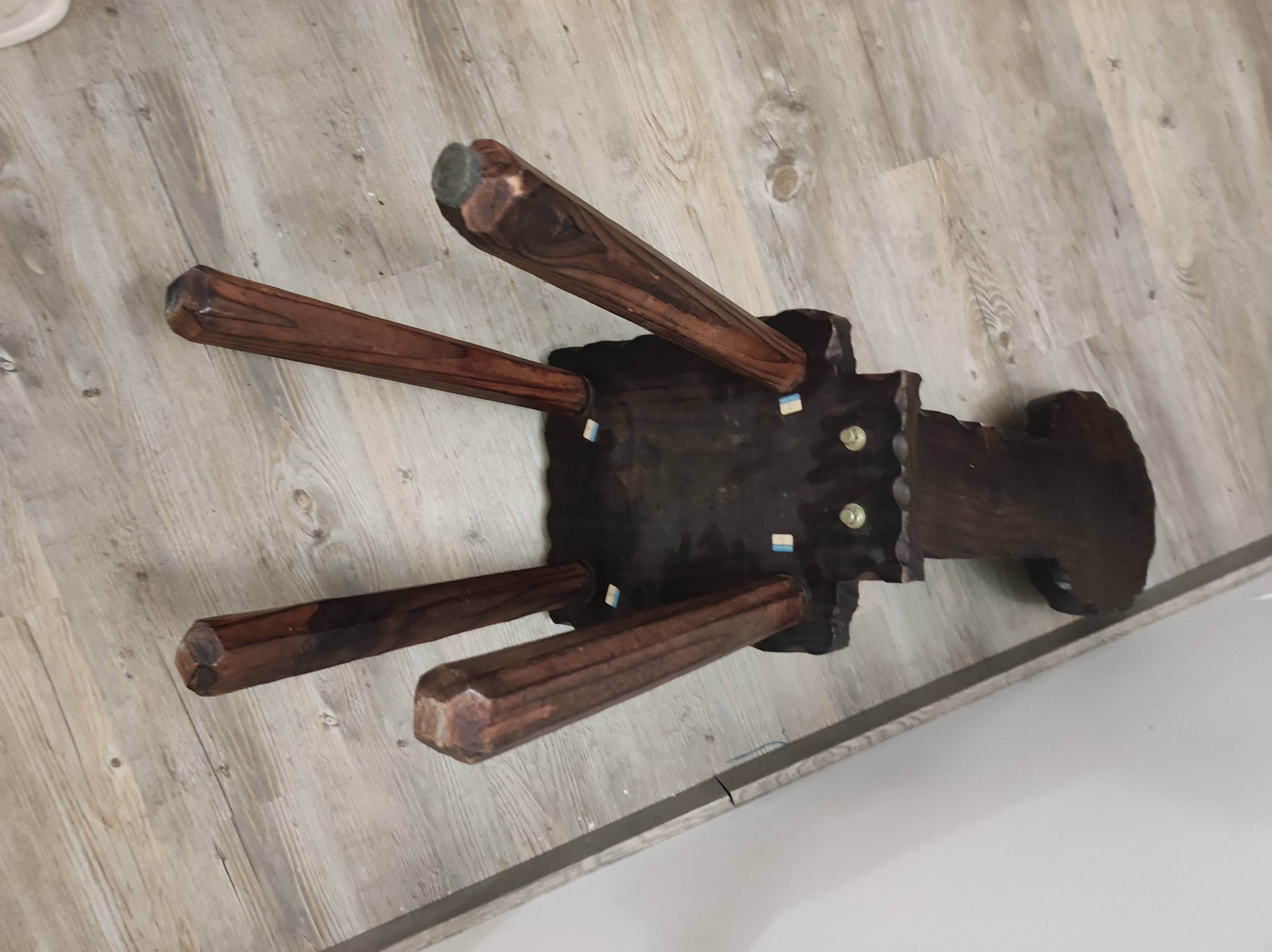 Vintage brutalist brutalist carved wooden chair
