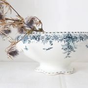Terre de Fer tureen or salad bowl, Onnaing earthenware, Stella motif, French manufacture