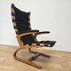 Kengu leather lounge chair by Elsa and Nordahl Solheim Rybo Rykken, Norway, 1960s