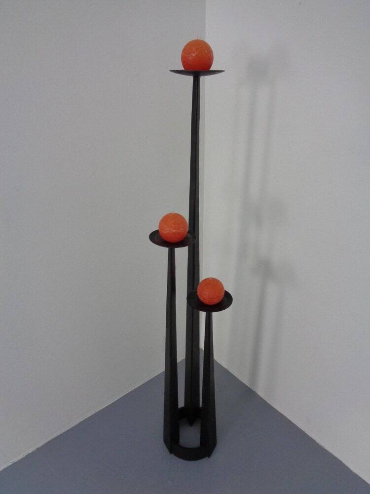Large Brutalist Iron Candleholder, 1960s