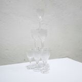 Series of 10 vintage crystal water glasses