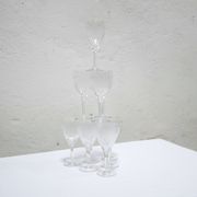 Series of 10 vintage crystal water glasses