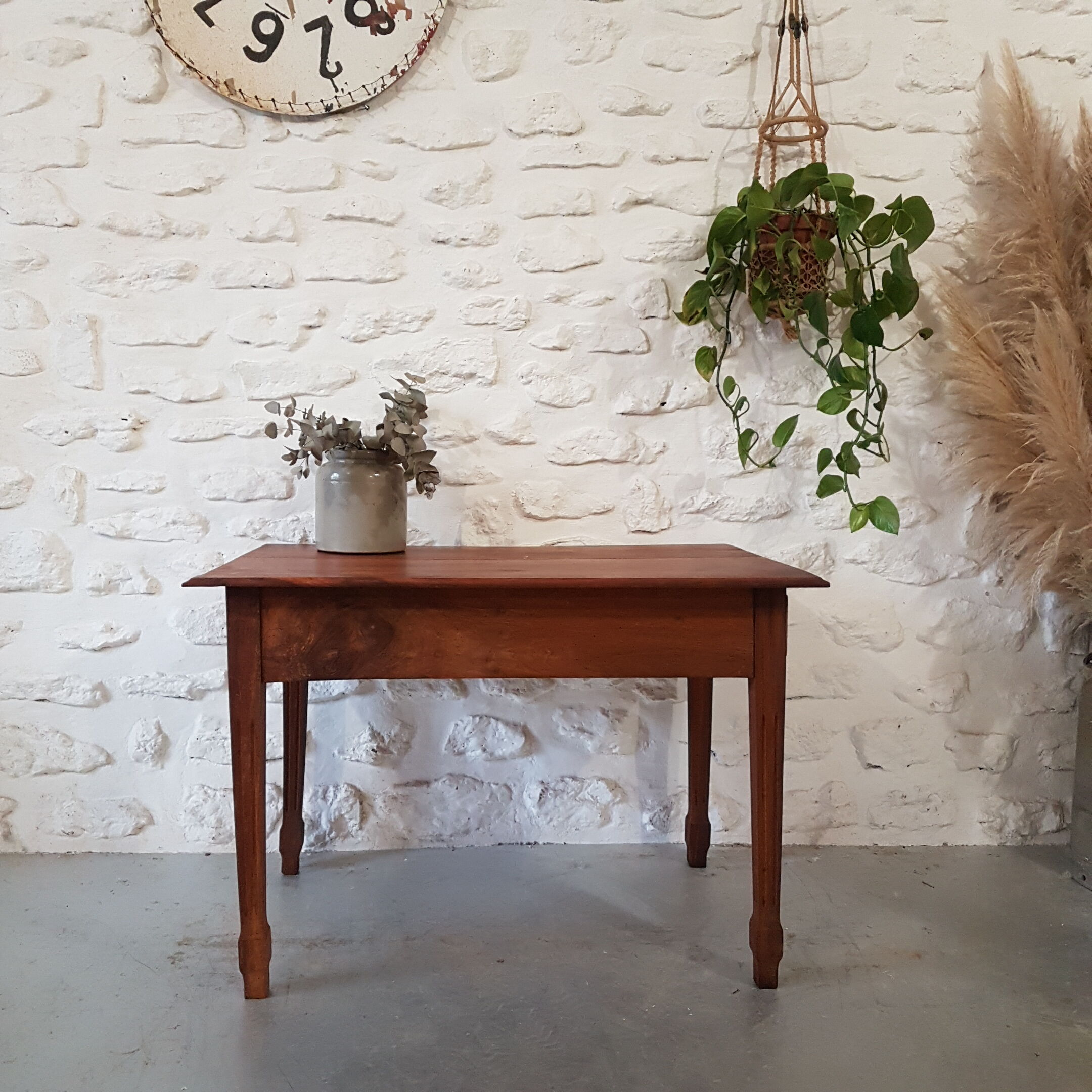 Walnut table with drawer
