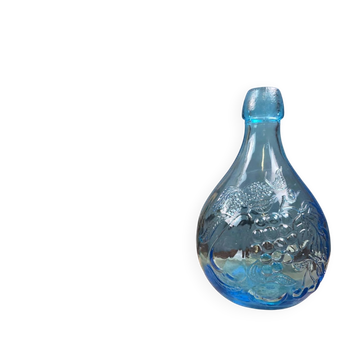 Carafe vintage italienne bleu aqua «Jus de Fruits», Verre relief Casadis Milano