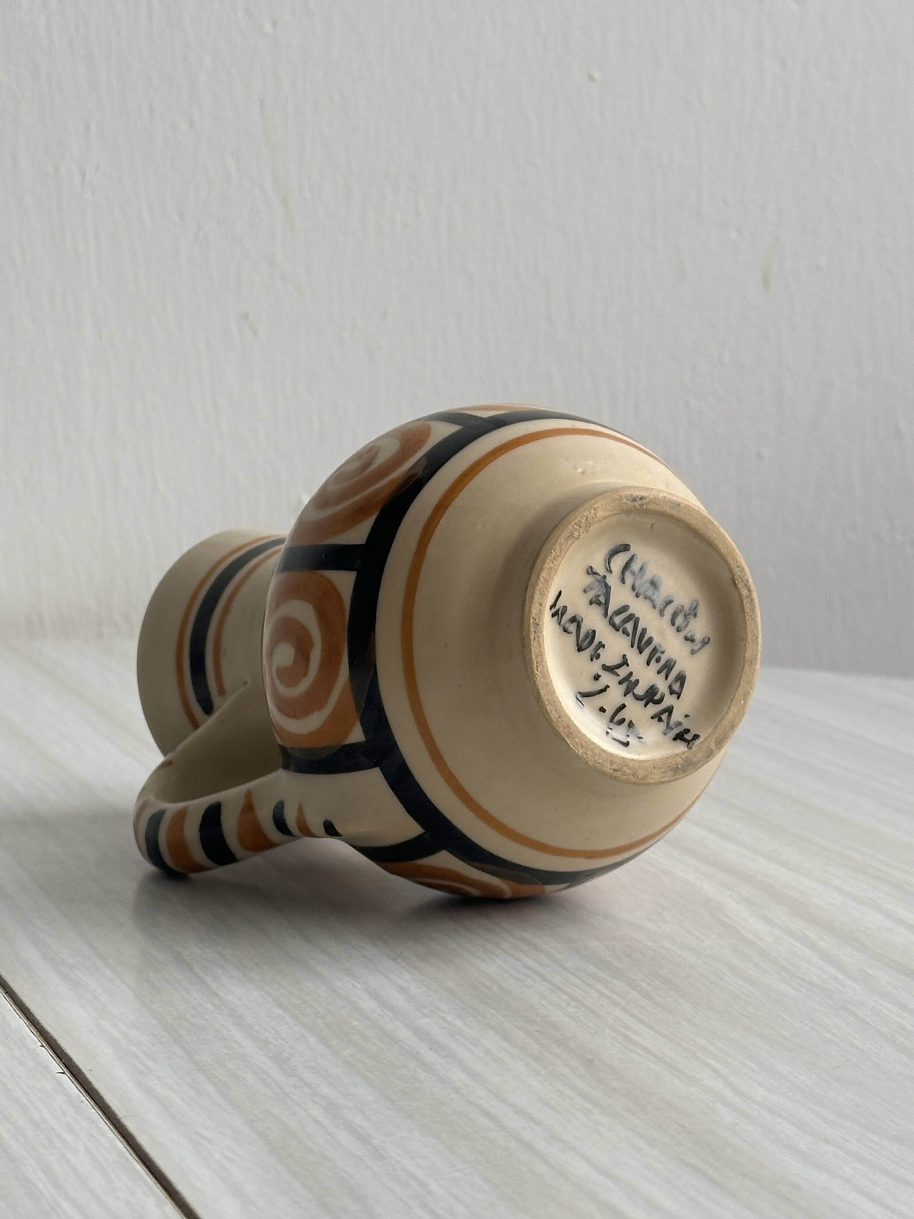 Small pitcher - hand painted ceramic milk jug from Spain.