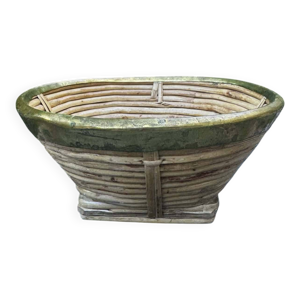 Grand bol corbeille à - rotin