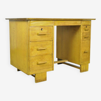 Petit bureau vintage en chêne, fabriqué à la main dans les années 1930 aux Pays-Bas