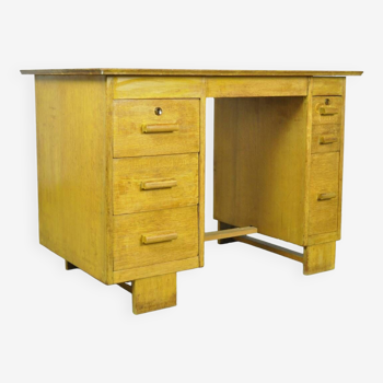Small vintage oak writing desk, handmade in the 1930s in the Netherlands