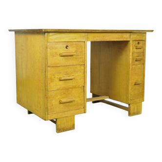 Small vintage oak writing desk, handmade in the 1930s in the Netherlands